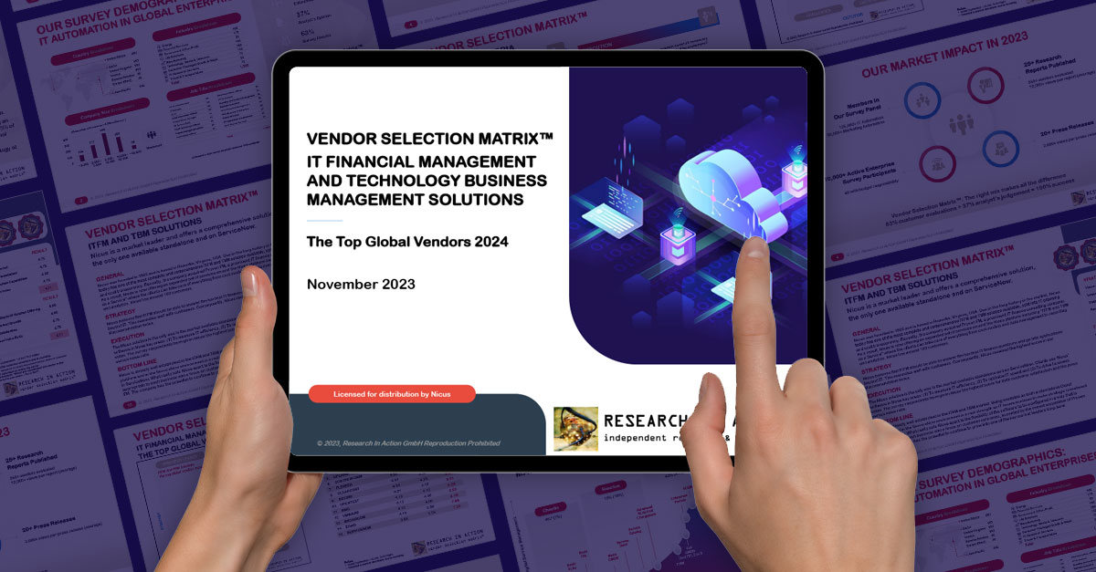 Research in Action ITFM and TBM Vendor Selection Matrix